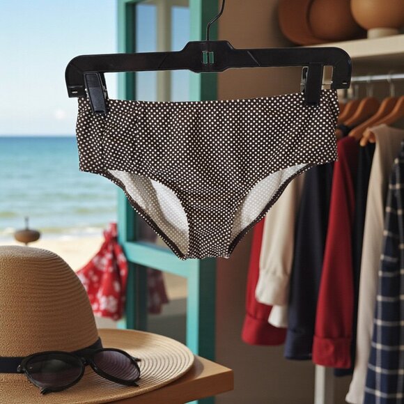 VTG Off the Coast Brown Polka Dot Bikini Bottom – Size 11 High Waist Retro Swim - Picture 3 of 8